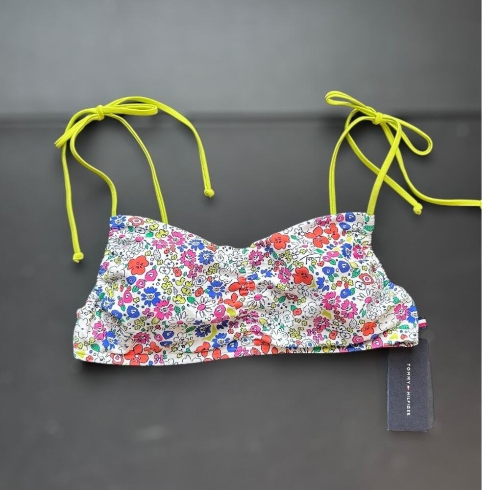 Tommy Hilfiger Neon Floral String Bikini Top Size Medium NWT